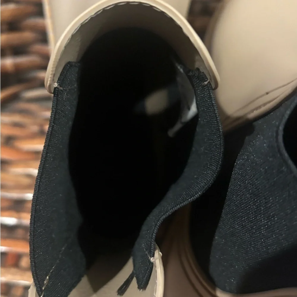 Igor Beige and Black Igor Ladies Rain Boots, Ankle Boots, Lug Soles, Size 8.5